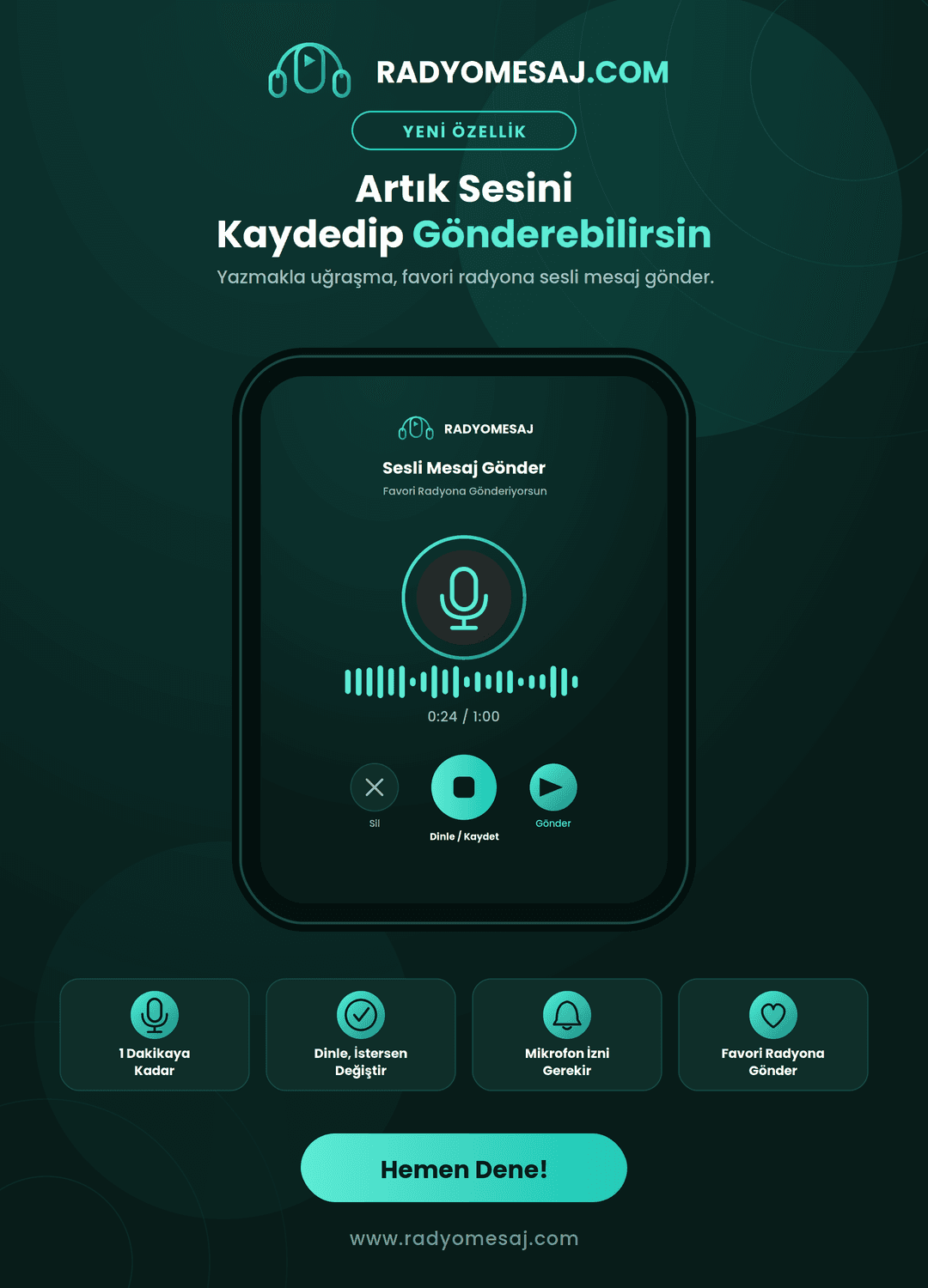 RadyoMesaj'a Sesli Mesaj Gönderme Özelliği Geldi!